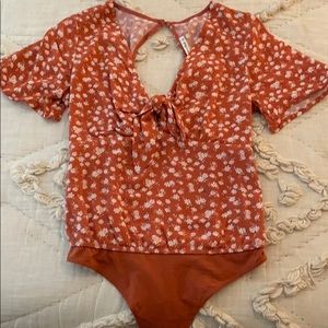 Abercrombie and Fitch orange floral bodysuit